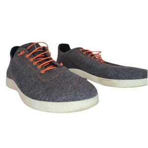 Baabuk Urban Wooler Shoes Men 10.5 Gray Felt Sneakers Orange Laces Merino Wool